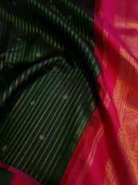3G Pure Zari  Kanjivaram Silk Saree in Dark Green  | Silkmark Certified