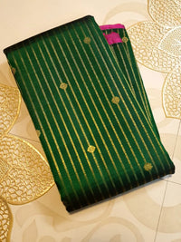 3G Pure Zari  Kanjivaram Silk Saree in Dark Green  | Silkmark Certified
