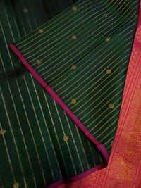 3G Pure Zari  Kanjivaram Silk Saree in Dark Green  | Silkmark Certified