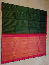 3G Pure Zari  Kanjivaram Silk Saree in Dark Green  | Silkmark Certified