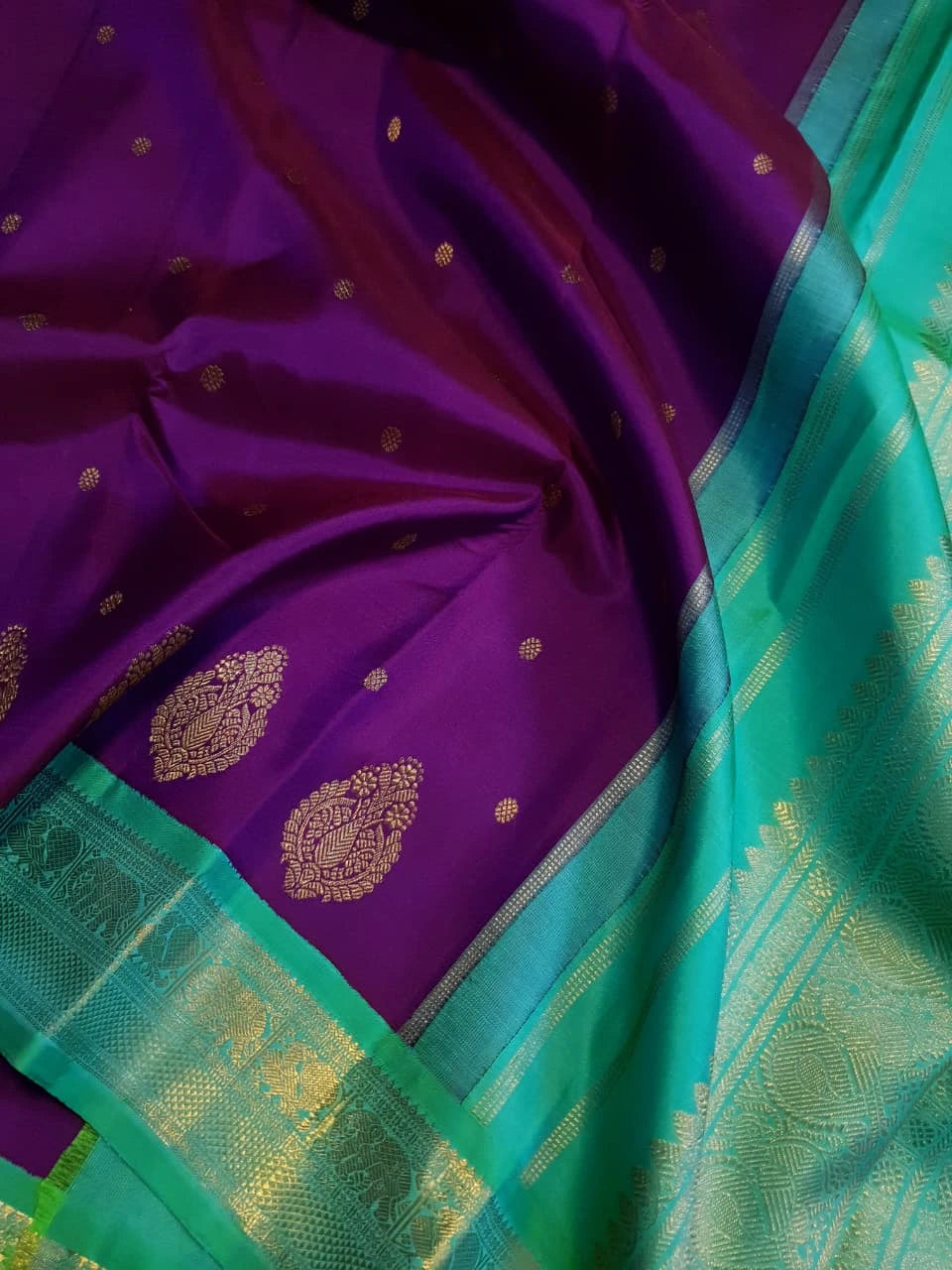 3G Pure Zari Kanjivaram Silk Saree in Royal Purple | Silkmark Certified