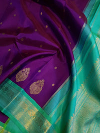 3G Pure Zari Kanjivaram Silk Saree in Royal Purple | Silkmark Certified