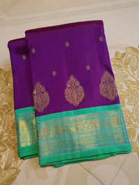 3G Pure Zari Kanjivaram Silk Saree in Royal Purple | Silkmark Certified