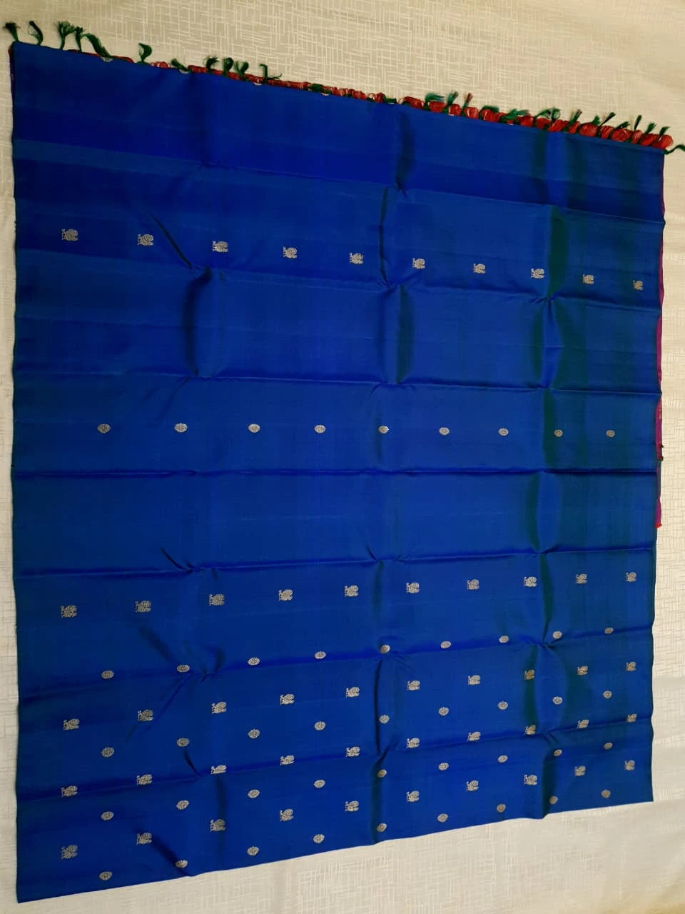 3G Pure Zari Kanjivaram Silk Saree in Royal Blue with Gold Zari Buttas | Silkmark Certified