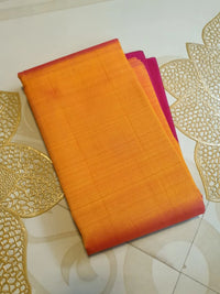 2G Pure  Kanjivaram Silk Saree Orange with Pink Border | Silkmark Certified