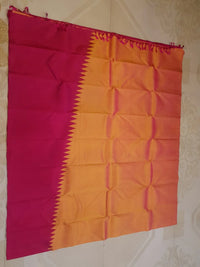 2G Pure  Kanjivaram Silk Saree Orange with Pink Border | Silkmark Certified