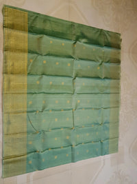 2G Pure Kanjivaram Silk Saree in Pastel Green with Gold Zari | Silkmark Certified