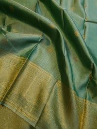 2G Pure Kanjivaram Silk Saree in Pastel Green with Gold Zari | Silkmark Certified