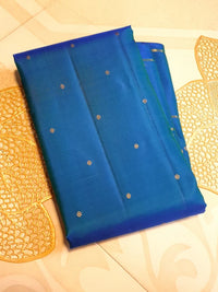 3G Pure Zari Kanjivaram Silk Saree - Peacock Blue with Gold | Silkmark Certified