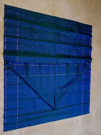 3G Pure Zari Kanjivaram Silk Saree - Peacock Blue with Gold | Silkmark Certified