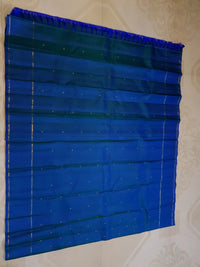 3G Pure Zari Kanjivaram Silk Saree - Peacock Blue with Gold | Silkmark Certified