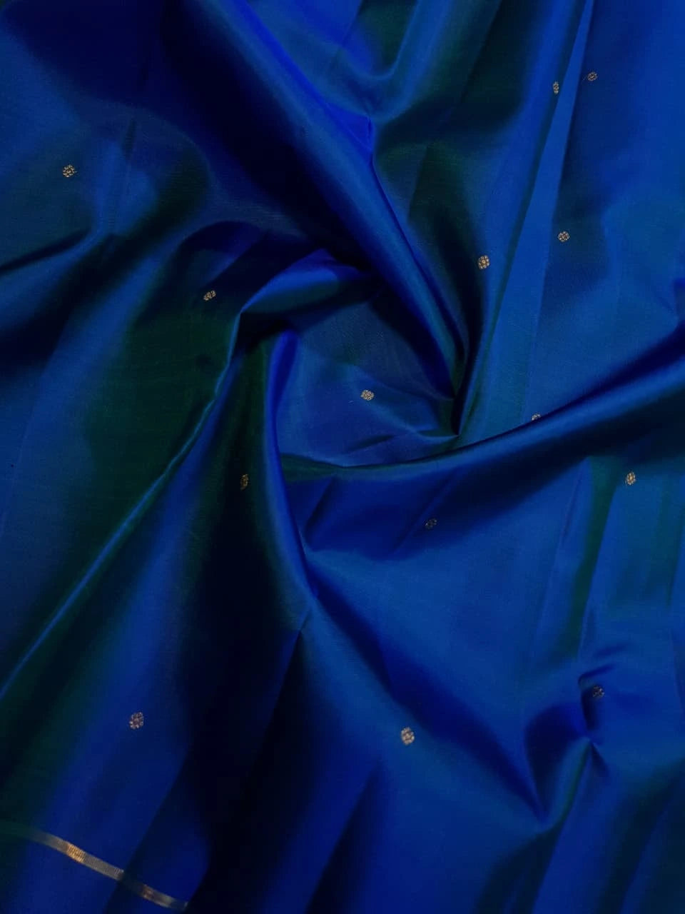 3G Pure Zari Kanjivaram Silk Saree - Peacock Blue with Gold | Silkmark Certified
