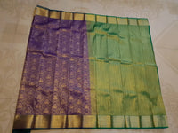 Semi Silk Saree - Blue With Green