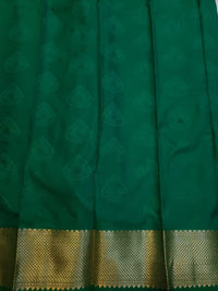 Semi Silk Saree - Blue With Green