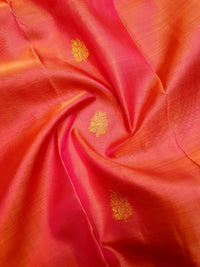2G Pure Kanjivaram Silk Saree – Peach with Blue | Silkmark Certified