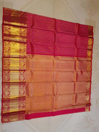 2G Pure Kanjivaram Silk Saree – Red Pink with Gold Zari Border | Silkmark Certified