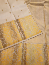 2G Pure Kanjivaram Silk Saree – Off White with Gold Zari | Silkmark Certified