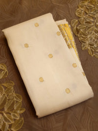 2G Pure Kanjivaram Silk Saree – Off White with Gold Zari | Silkmark Certified