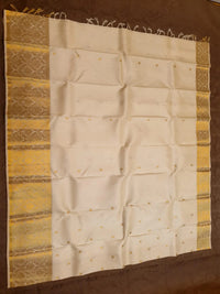 2G Pure Kanjivaram Silk Saree – Off White with Gold Zari | Silkmark Certified