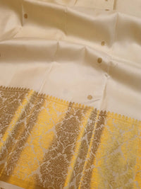 2G Pure Kanjivaram Silk Saree – Off White with Gold Zari | Silkmark Certified