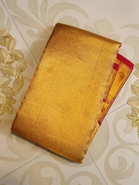 2G Pure Kanjivaram Silk Saree – Gold with Red Peacock Border | Silkmark Certified  Celebrate timeles