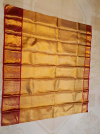 2G Pure Kanjivaram Silk Saree – Gold with Red Peacock Border | Silkmark Certified  Celebrate timeles