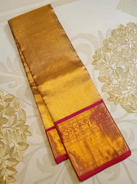 2G Pure Kanjivaram Silk Saree – Gold with Red Peacock Border | Silkmark Certified  Celebrate timeles