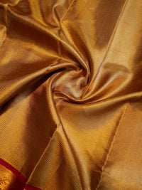 2G Pure Kanjivaram Silk Saree – Gold with Red Peacock Border | Silkmark Certified  Celebrate timeles