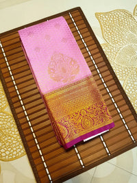 Semi Silk Saree -  Pink with Majantha Border