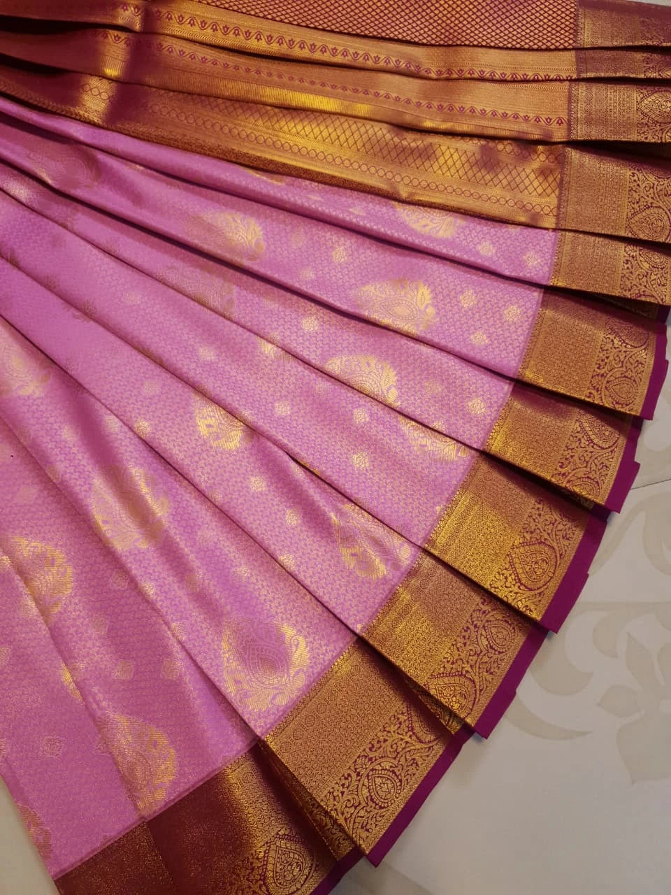 Semi Silk Saree -  Pink with Majantha Border