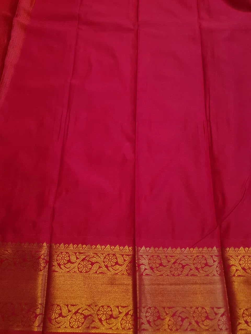 Semi Silk Saree - Yellow with Pink Border