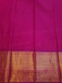 Semi Silk Saree - Green with Pink Border