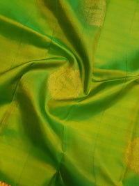 2G Pure Kanjivaram Silk Saree - Parrot Green | Silkmark Certified