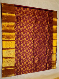 2G Pure Kanjivaram Silk Saree in Maroon with Gold Floral Design | Silkmark Certified