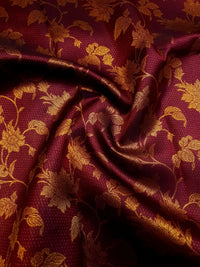 2G Pure Kanjivaram Silk Saree in Maroon with Gold Floral Design | Silkmark Certified