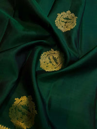 2G Pure Kanjivaram Silk Saree in Dark Green with Gold Pallakku Border | Silkmark Certified