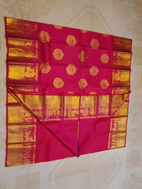 2G Pure Kanjivaram Silk Saree in Pink with Gold Zari | Silkmark Certified