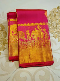 2G Pure Kanjivaram Silk Saree in Pink with Gold Zari | Silkmark Certified