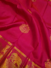 2G Pure Kanjivaram Silk Saree in Pink with Gold Zari | Silkmark Certified