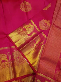 2G Pure Kanjivaram Silk Saree in Pink with Gold Zari | Silkmark Certified