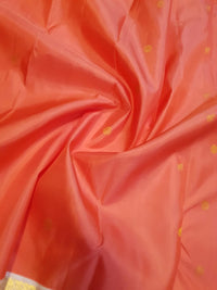 2G Pure Kanjivaram Silk Saree - Peach With Off White | Silkmark Certified