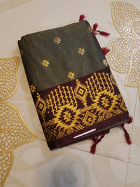 Slubby Soft Semi Silk Saree - Gray