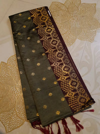 Slubby Soft Semi Silk Saree - Gray