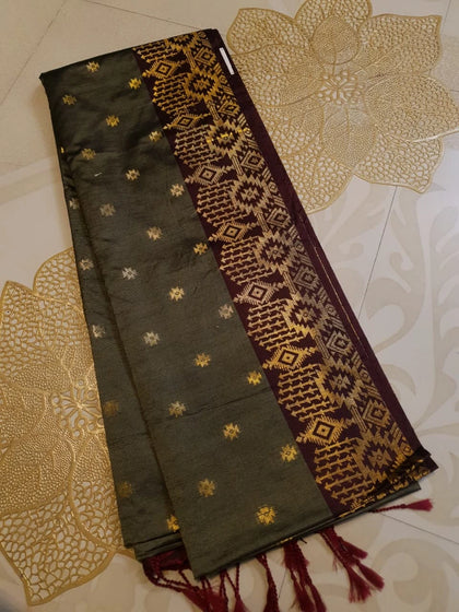 Slubby Soft Semi Silk Saree - Gray