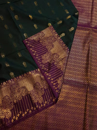 Slubby Soft Semi Silk Saree - Dark Green
