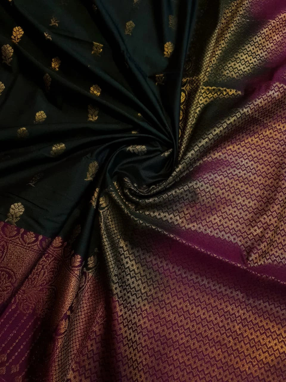 Slubby Soft Semi Silk Saree - Dark Green