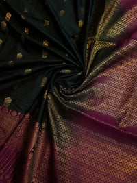 Slubby Soft Semi Silk Saree - Dark Green