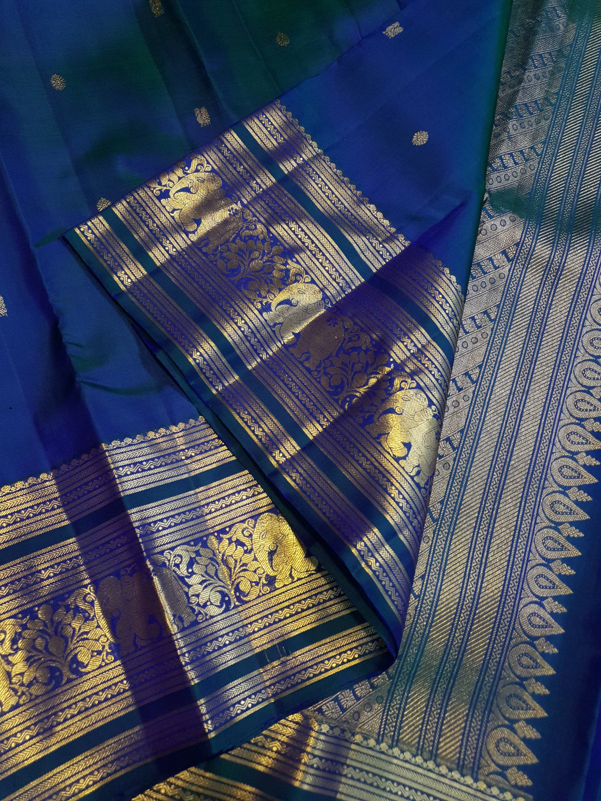 2Gram Pure Kanjivaram Silk Saree - Blue | Silkmark Certified