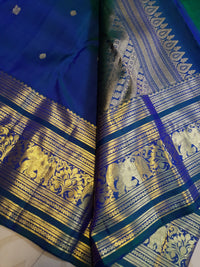 2Gram Pure Kanjivaram Silk Saree - Blue | Silkmark Certified