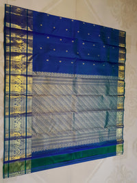 2Gram Pure Kanjivaram Silk Saree - Blue | Silkmark Certified